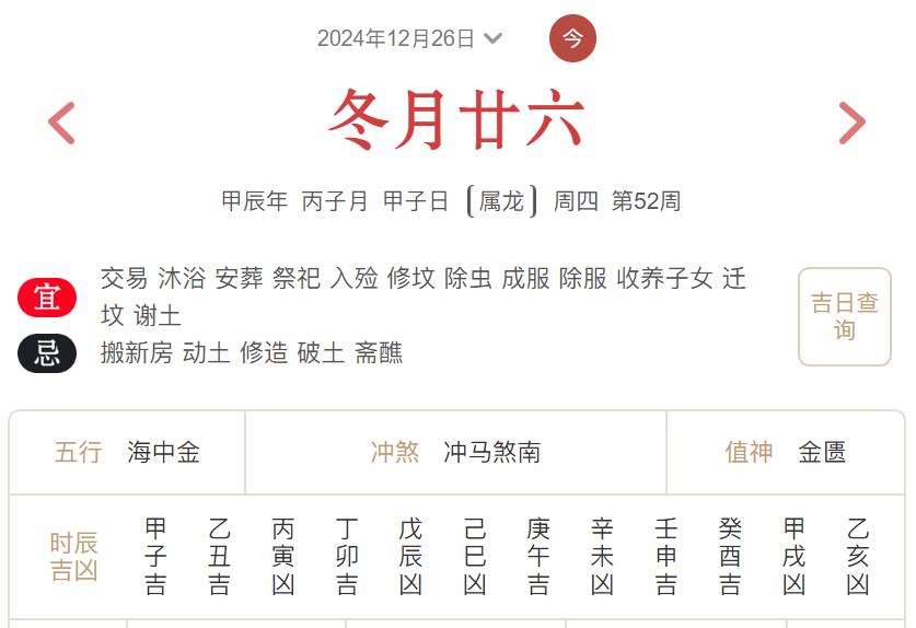2024年12月26日每日五行穿衣指数解读搭配