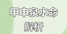 甲申泉中水是什么意思？甲申泉中水的命好吗