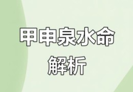 甲申泉中水是什么意思？甲申泉中水的命好吗